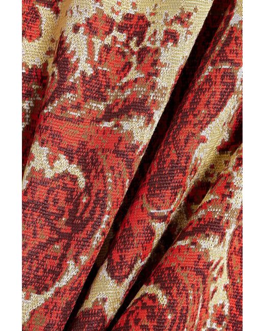 Rabanne Red Metallic Jacquard-knit Maxi Dress