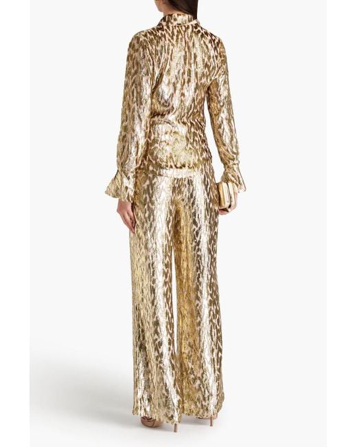 Jonathan Simkhai Natural Shivon Fil Coupé Lurex And Silk-blend Wide-leg Pants