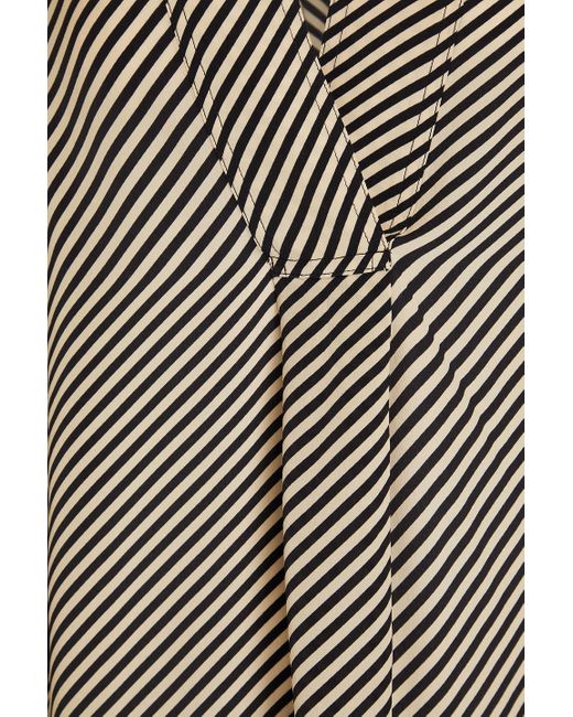 By Malene Birger Brown Striped Silk-crepe Blouse