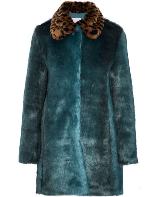 Ainea Paneled Faux Fur Coat Storm Blue