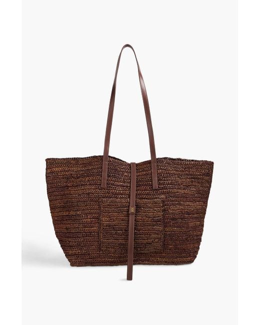 By Malene Birger Brown Palla Leather-Trimmed Straw Tote
