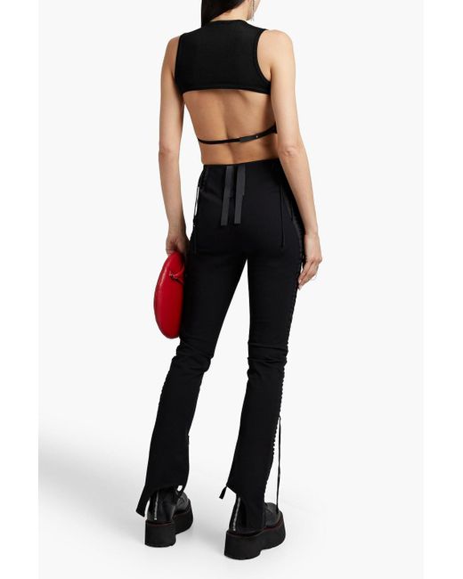 1017 ALYX 9SM Black Capulet Leather-Trimmed Cropped Knitted Top