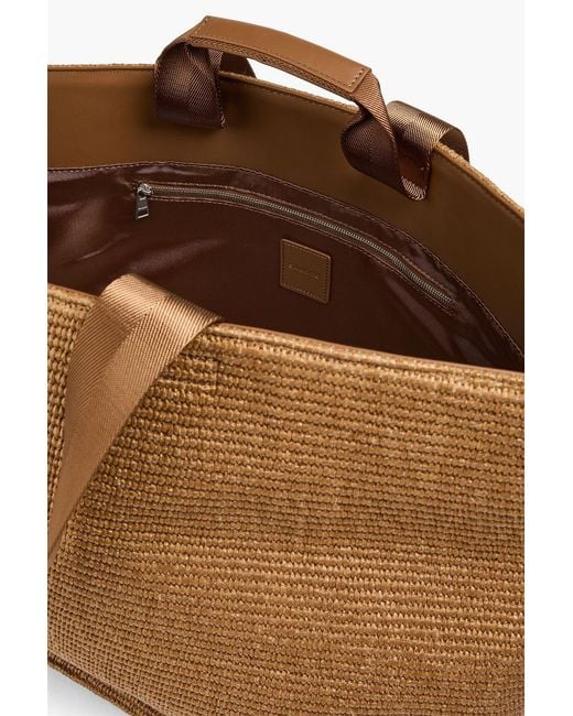 Sandro Brown Leather-Trimmed Raffia Tote for men