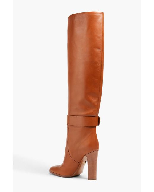 Dolce & Gabbana Brown Buckled Leather Over-the-knee Boots