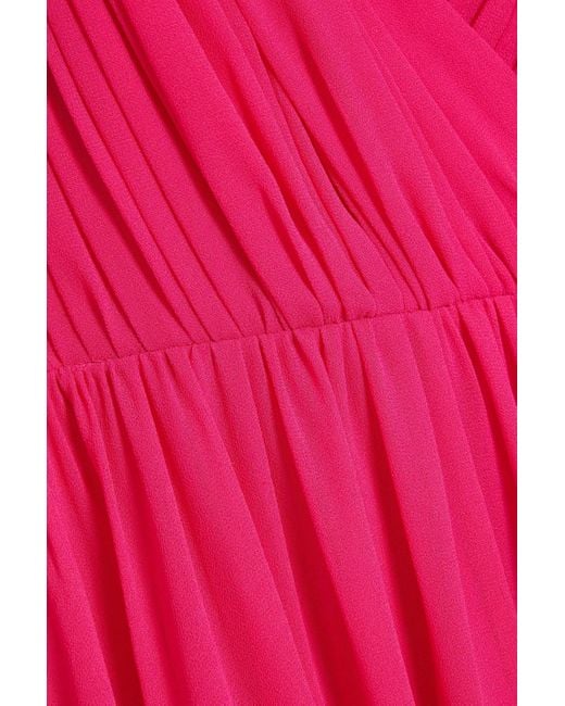 Badgley Mischka Pink Pleated Chiffon Halterneck Maxi Dress