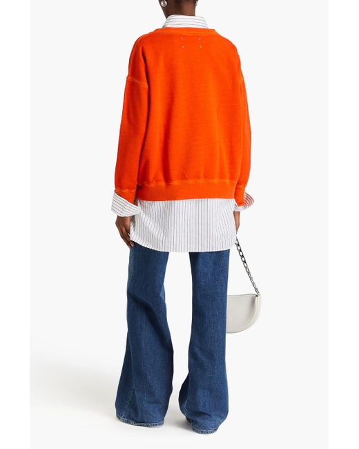 Maison Margiela Orange Sweatshirt aus baumwollfrottee mit print