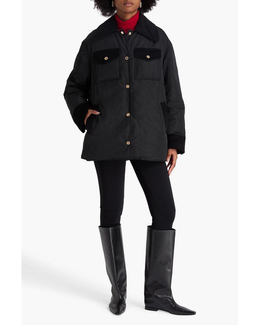 Sandro Black Corduroy-trimmed Shell Jacket