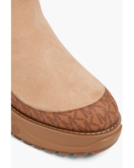 MICHAEL Michael Kors Brown Dupree Printed Textured-Leather And Suede Ankle Boots