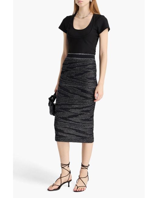 Missoni Black Bleistiftrock in midilänge aus jacquard-strick in metallic-optik