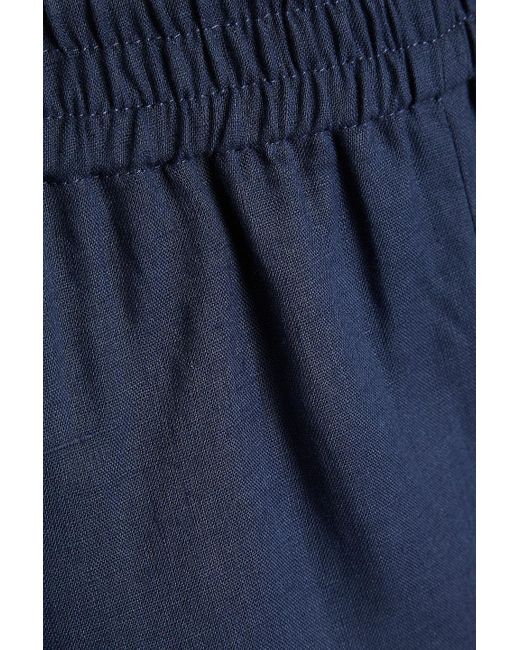 Emporio Armani Blue Linen Wide-leg Pants