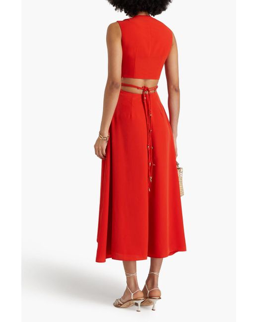 Altuzarra Red Embellished Cutout Satin Midi Dress