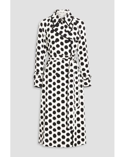 Diane von Furstenberg White Eda doppelreihiger tel aus crêpe mit polka-dots