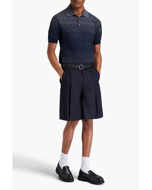 Missoni Blue Dégradé Jacquard-Knit Cotton Polo Shirt for men
