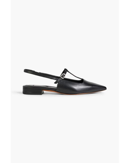 Vince Black Iliana Leather Slingback Point-toe Flats