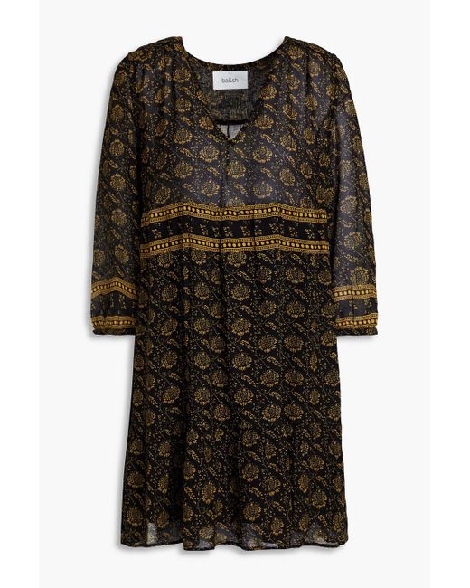 Ba&sh Black Becky Printed Georgette Mini Dress