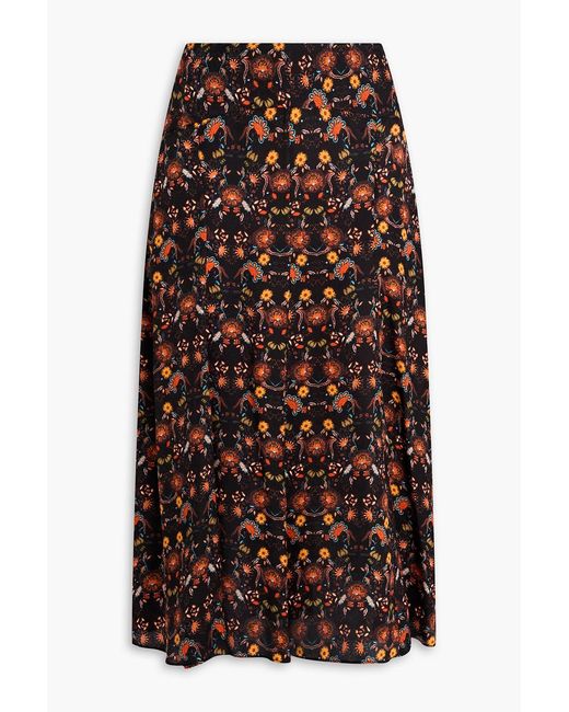 Isabel Marant Brown Prielle Floral-print Jacquard Midi Skirt