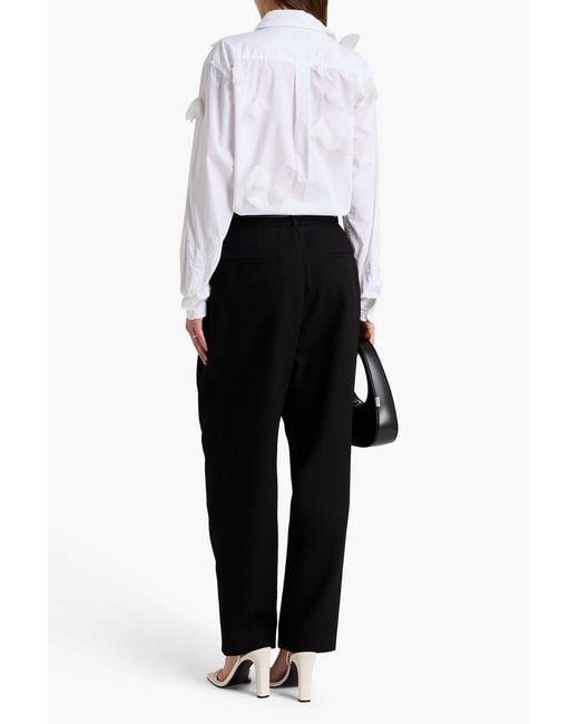 TOVE Black Robena Pleated Wool-Tweed Tapered Pants