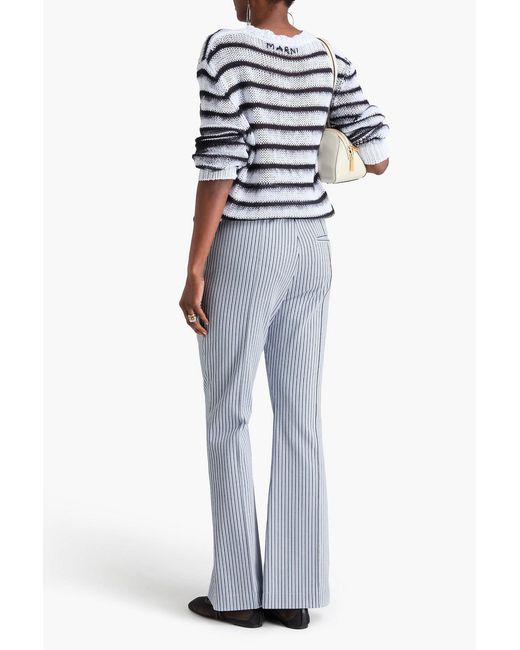 Marni Blue Striped Jacquard-Knit Flared Pants