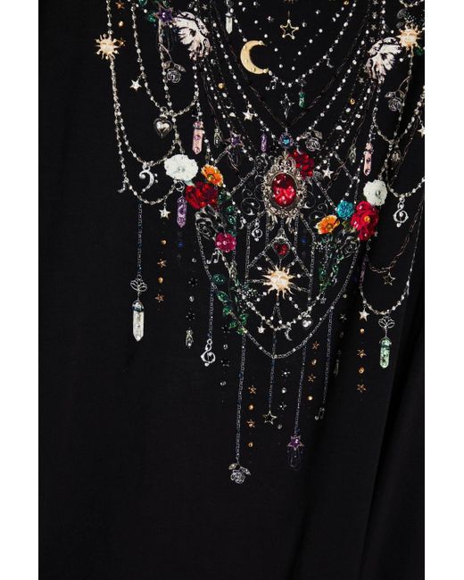 Camilla Black Bedrucktes oberteil aus jersey aus einer stretch-modalmischung mit kristallverzierung