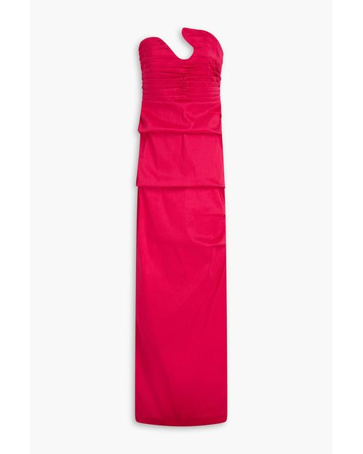 Rachel Gilbert Pink Cheri Strapless Ruched Taffeta Gown