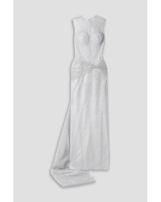 Sandra Mansour White Sunlight robe aus tüll mit glitter-finish und raffungen