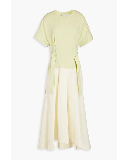 3.1 Phillip Lim White Pleated Jersey-paneled Cotton-blend Poplin Midi Dress