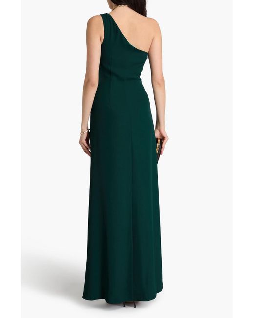 Halston Heritage Green Verdianna geraffte robe aus crêpe mit asymmetrischer schulterpartie