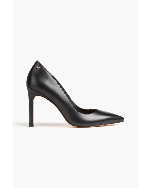 Stuart Weitzman Black Leigh 95 Leather Pumps