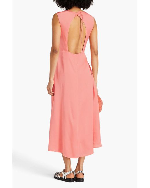 Holzweiler Pink Cutout Silk-satin Midi Dress
