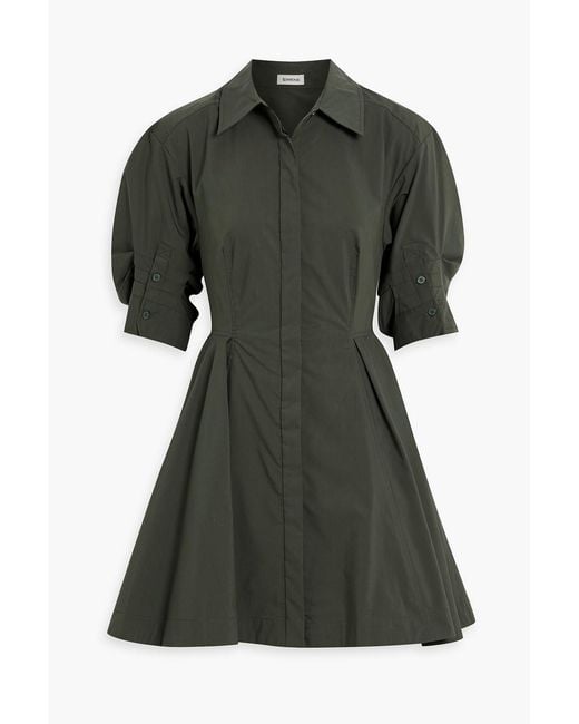 Jonathan Simkhai Women's Green Jazzie Pleated Cotton-Blend Poplin Mini Shirt Dress