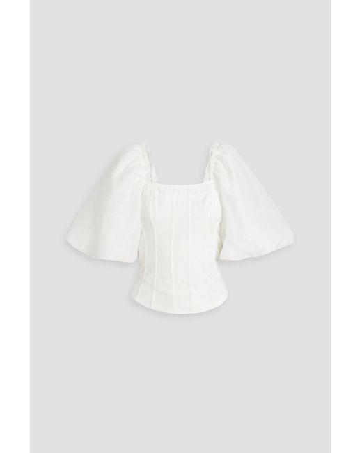 Aje. White Cecile Frayed Organza Top