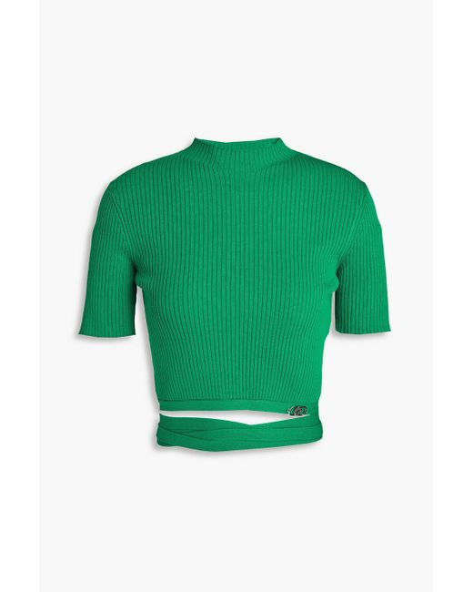 Maje Green Ribbed-knit Top