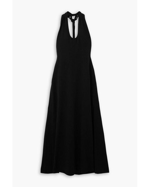 Proenza Schouler Black Ember Fringed Crepe Halterneck Maxi Dress