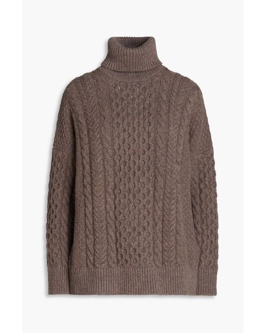 &Daughter Brown Annis Cable-knit Wool Turtleneck Sweater