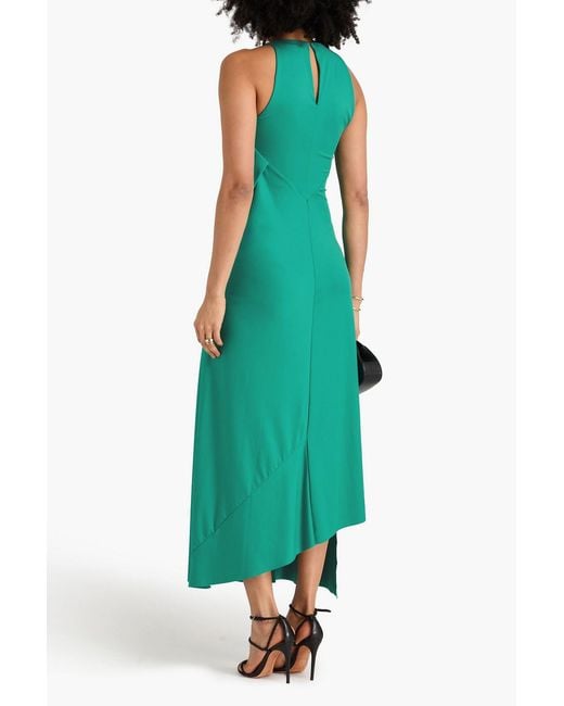 Victoria Beckham Green Draped Stretch-Jersey Maxi Dress