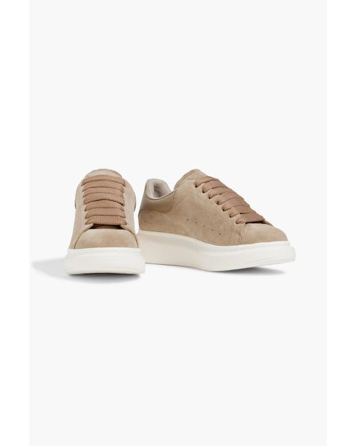 Alexander McQueen Natural Suede And Leather Exaggerated-Sole Sneakers
