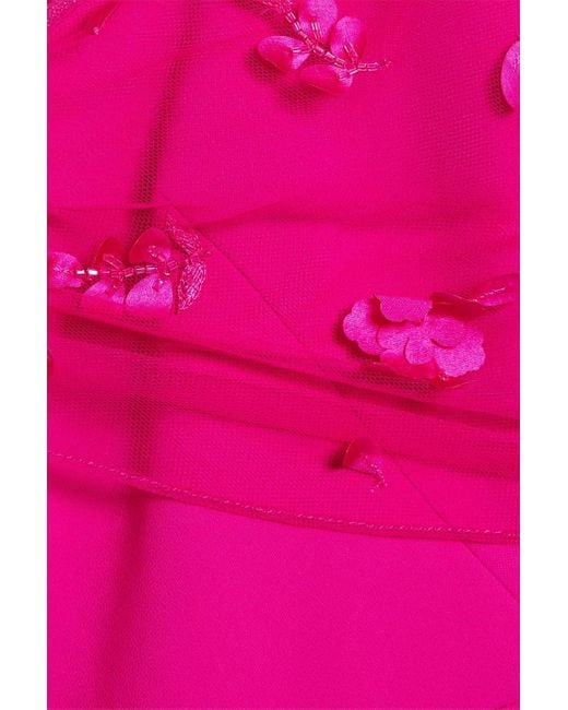 THEIA Pink Kleid aus webstoff mit mesh-einsatz und applikationen