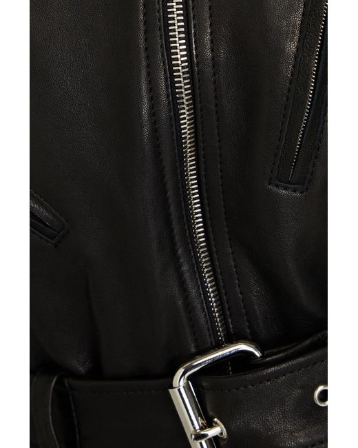Khaite Black Belted Leather Mini Dress