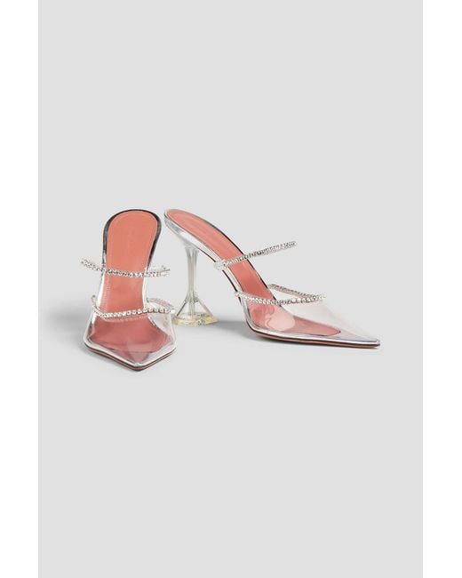 AMINA MUADDI White Gilda Glass Crystal-embellished Pvc Mules