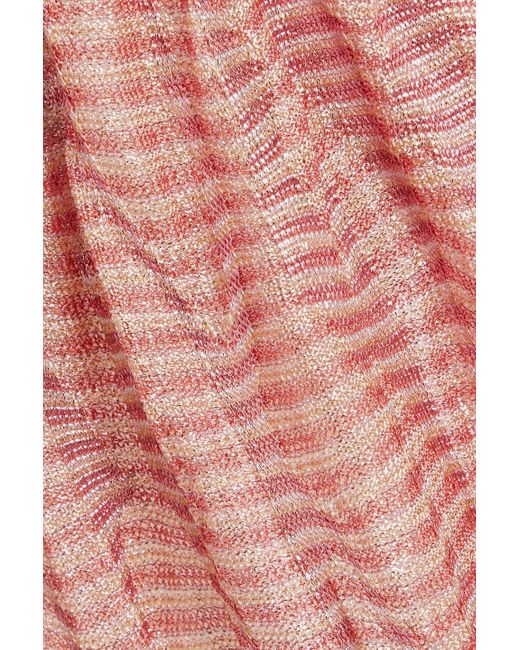 Missoni Pink Striped Metallic Crochet-knit Mini Skirt