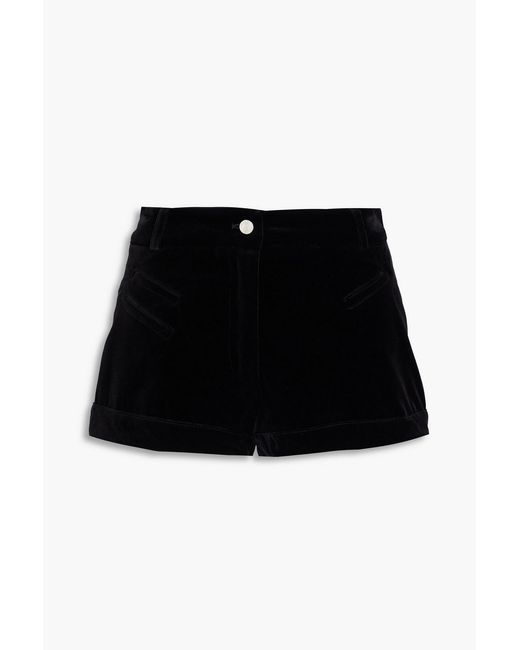 Etro Black Cotton-Blend Velvet Shorts