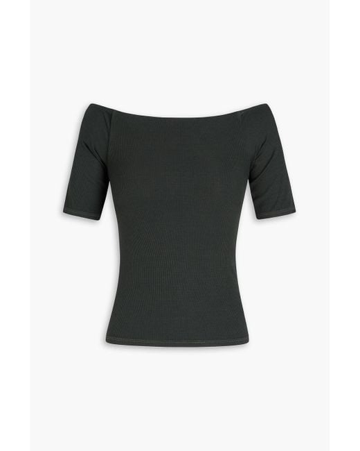 Enza Costa Black Off-the-shoulder Ribbed Jersey Top