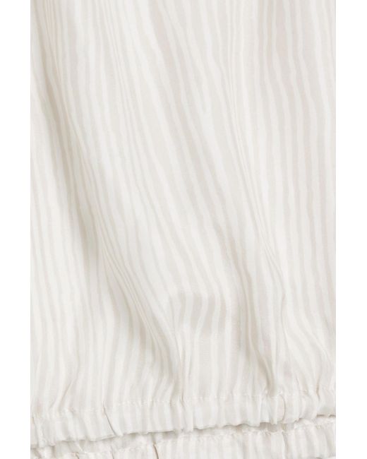 ATM White Striped Silk-crepe Top