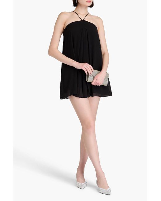 Claudie Pierlot Pleated Crepe Halterneck Mini Dress in Black | Lyst  Australia