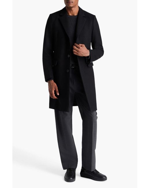 Sandro Black Wool-Blend Felt Coat for men