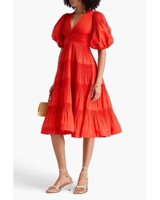 Zimmermann Tiered Plissé-Organza Midi Dress