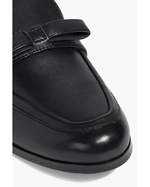 Stuart Weitzman Black Emma Bow-detailed Leather Loafers