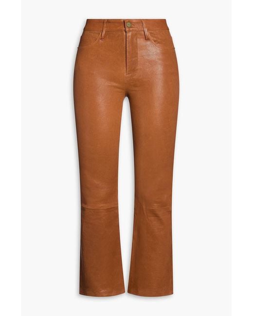 FRAME Brown Le Crop Mini Boot Cropped Leather Bootcut Pants