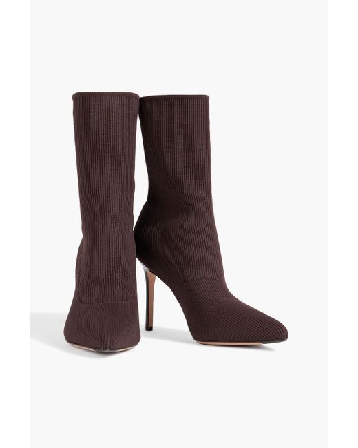 Veronica Beard Brown Lisa Stretch-knit Sock Boots
