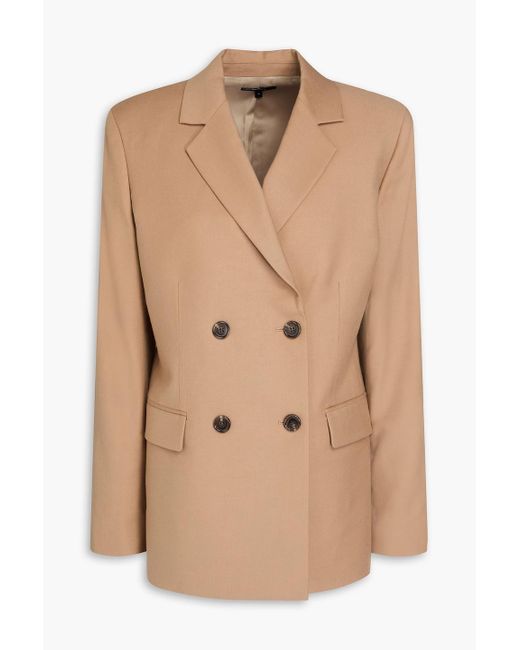 Theory Natural Double-breasted Wool-twill Blazer